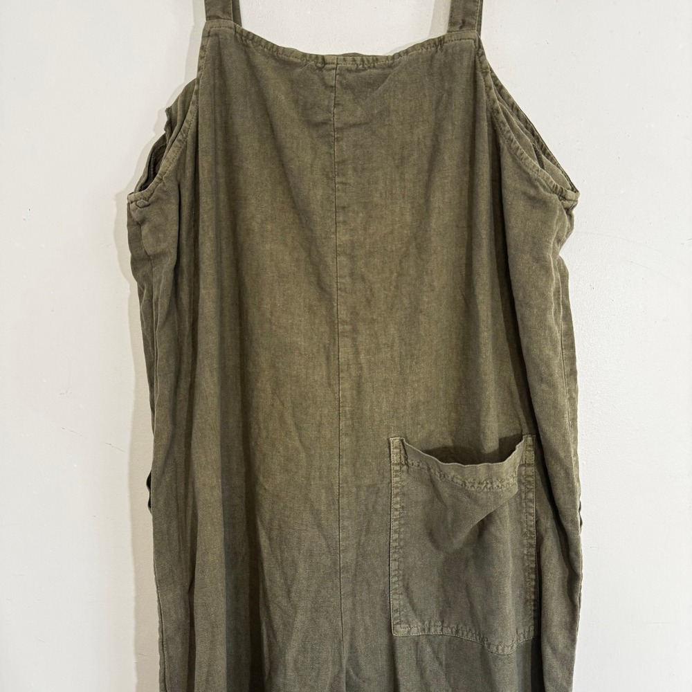 Universal Thread Jumpsuit Women M Olive Green Linen Blend Overall Wide Leg Boho - Picture 4 of 8